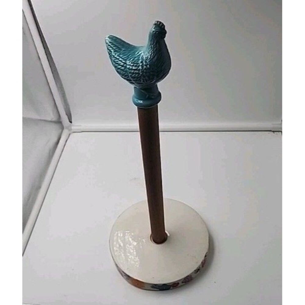Pioneer Woman Blue Hen Paper Towel Holder Country Kitchen Decor Chicken Figural